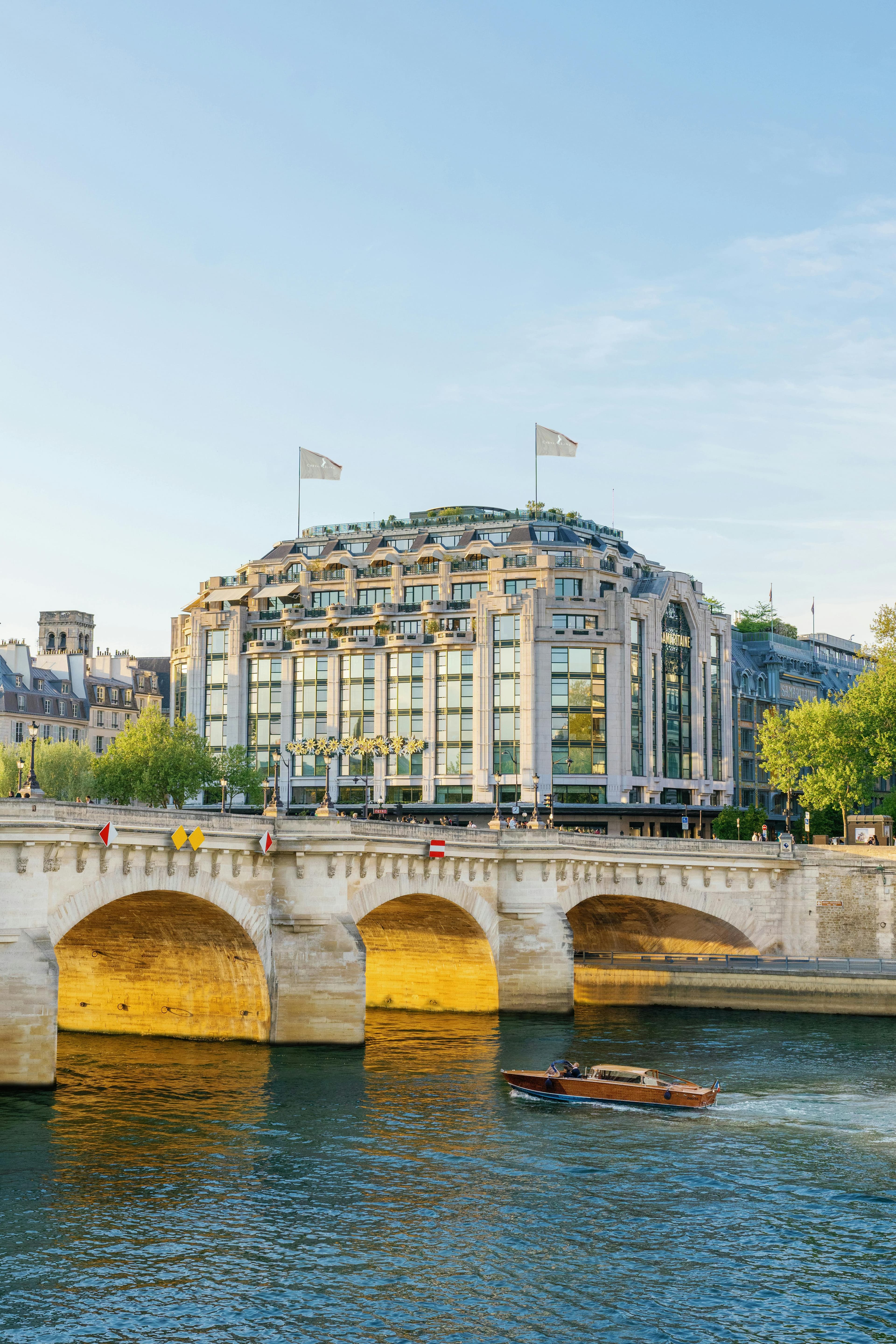 Cheval Blanc Paris facade above the Seine at La Samaritaine